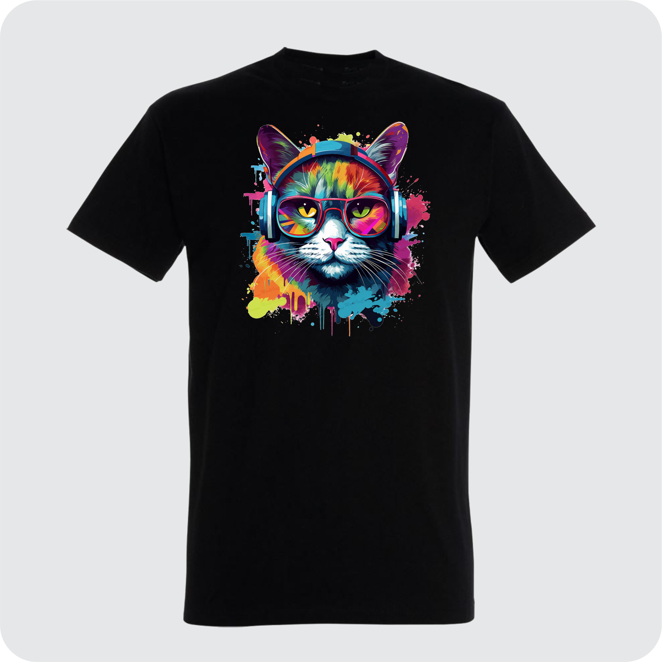 T-Shirt Headphone Cat