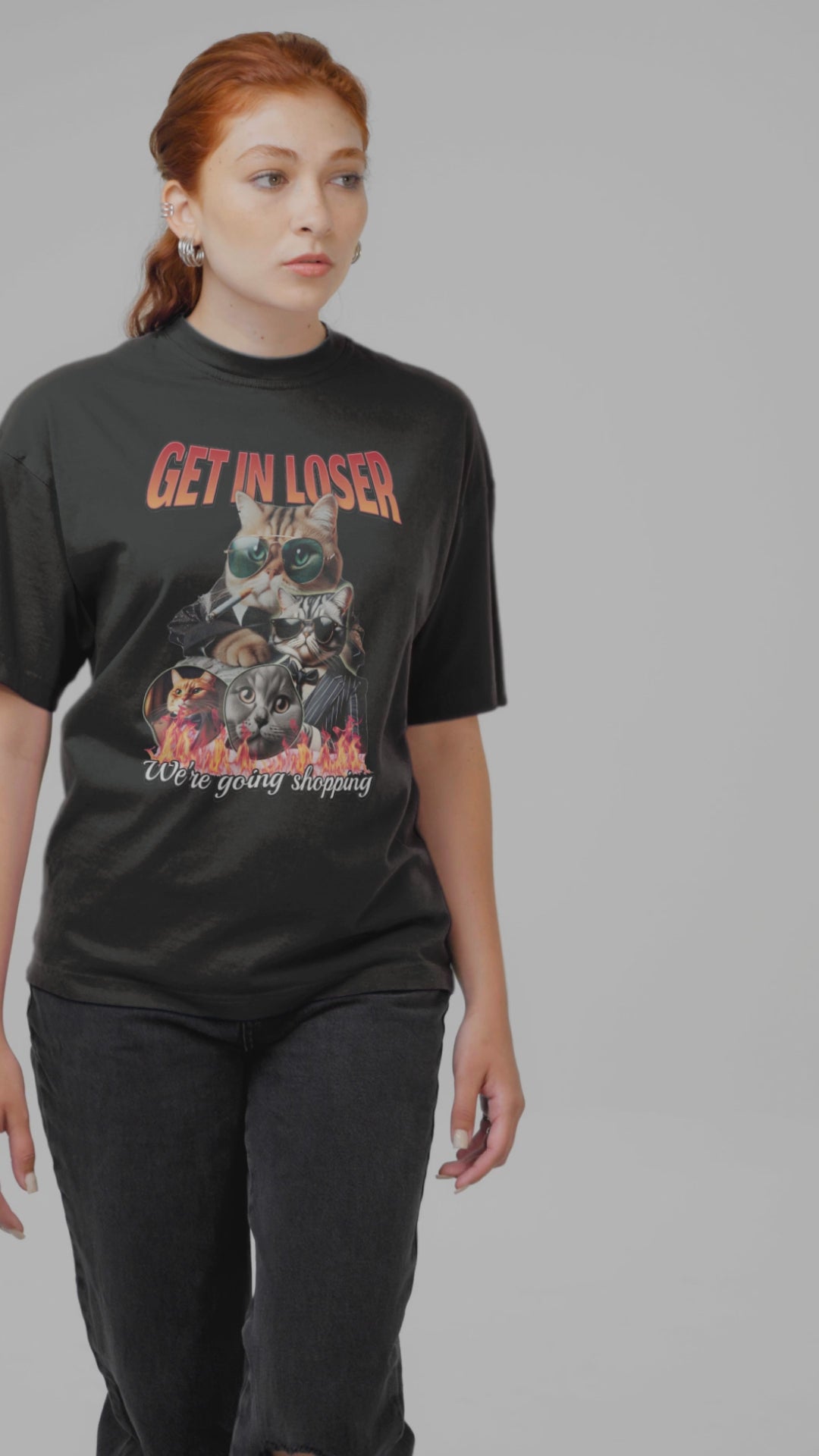 T-Shirt Get in Loser Cat