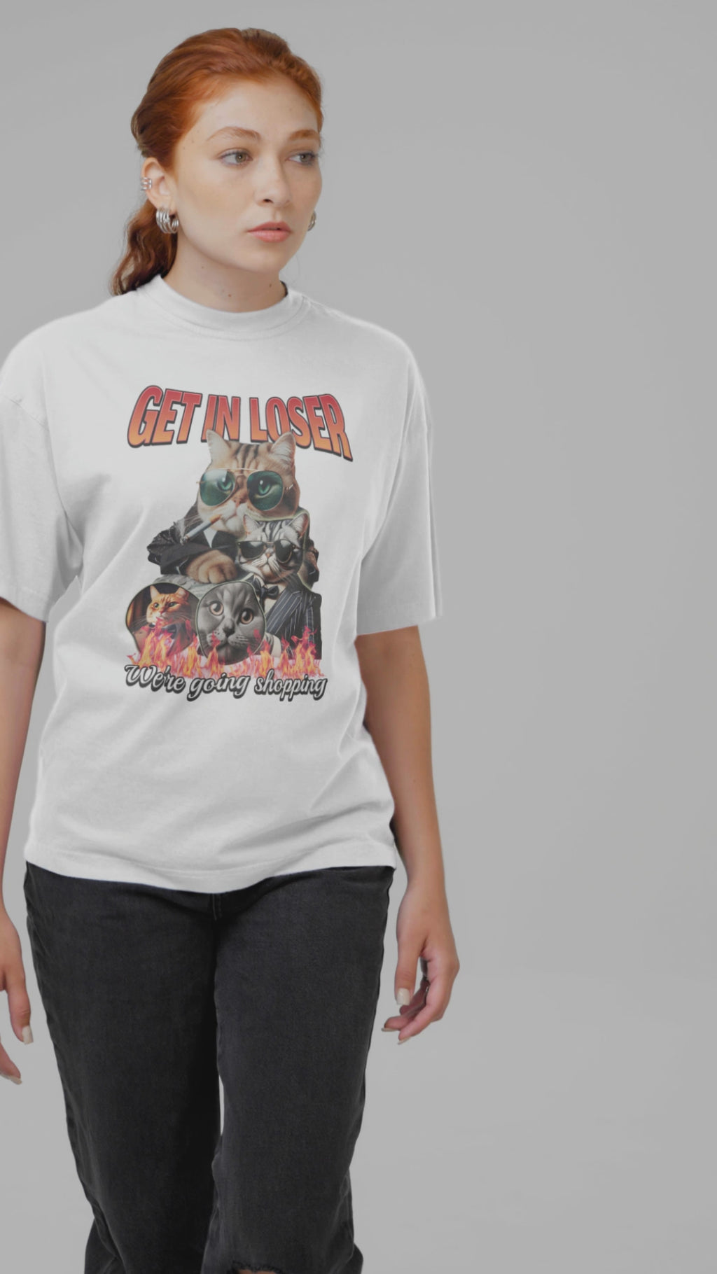 T-Shirt Get in Loser Cat